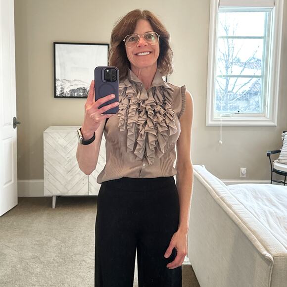 RALPH LAUREN BLACK LABEL Ruffle Blouse M - Picture 5 of 12